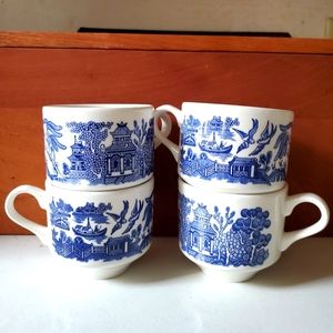 Vintage Blue Willow China Teacups